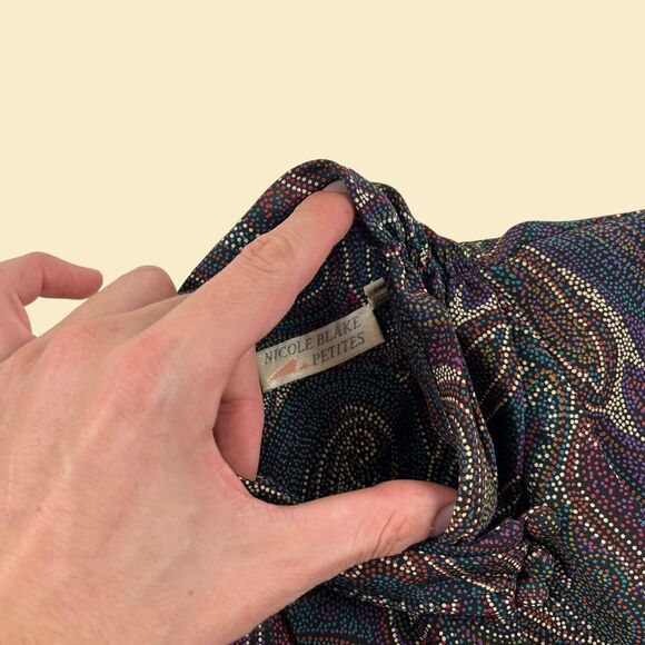 70s/80s abstract 6P blouse by Nicole Blake Petites, vintage psychedelic top - Picture 5 of 10